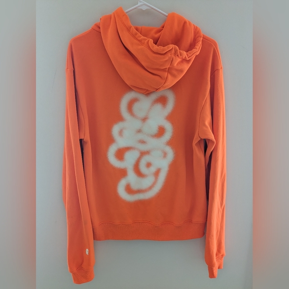Lonely Ghost Neon Orange Cotton Hoodie Double Sided Size M - Picture 2 of 5